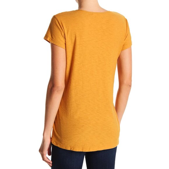 James Perse Comet Mustard Curved V-Neck T-Shirt Tee - Picture 2 of 7
